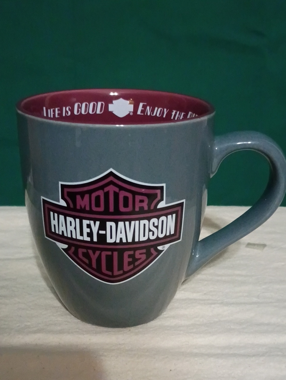Harley-Davidson Gray and Maroon Logo Ceramic Mug